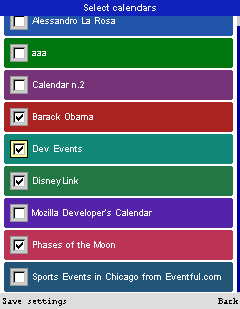 Calendars filter
